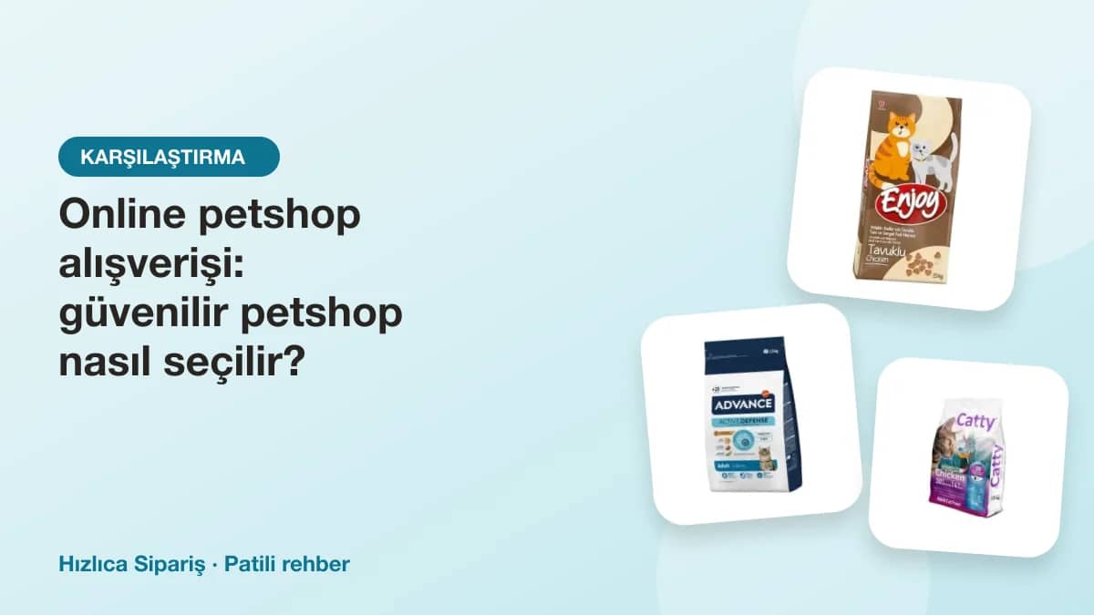 Farklı markalardan kedi kuru maması paketlerinden oluşan online petshop ürün kolajı