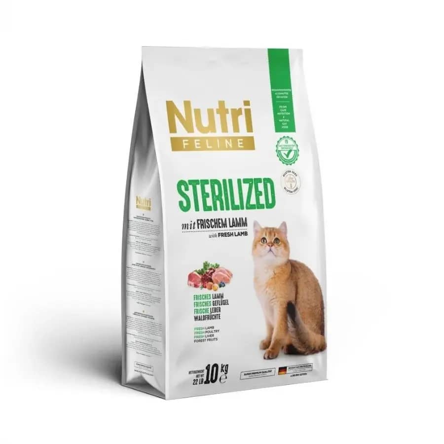 Nutri Feline Kuzulu Tahılsız Kısırlaştırılmış Yetişkin Kedi Maması 10 kg