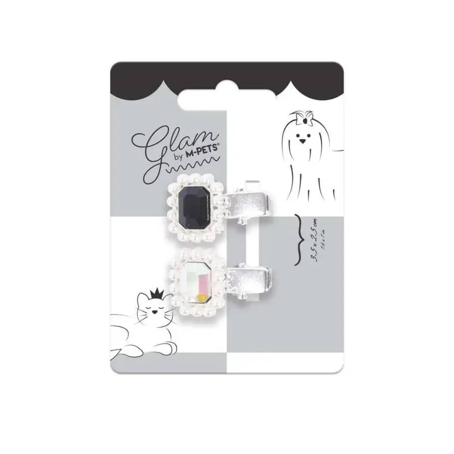 M-Pets Glam Taşlı İncili Kedi ve Köpekler için Aksesuar Toka Siyah Gri