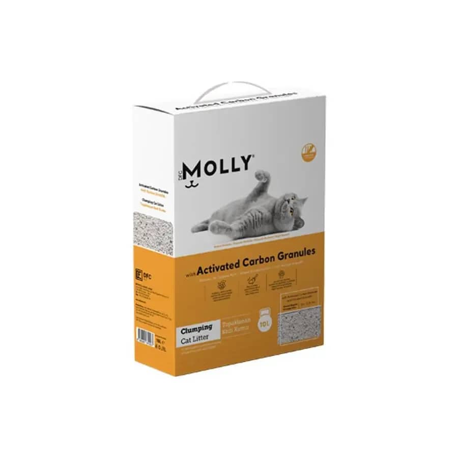 Molly Aktif Karbon Granüllü Topaklanan Bentonit Kedi Kumu