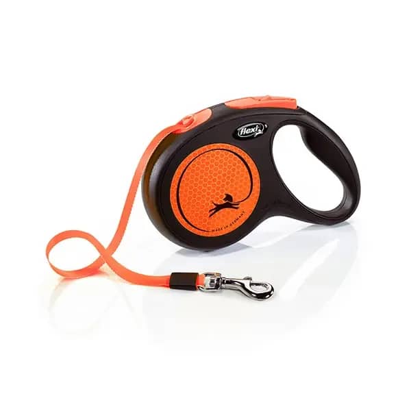 Flexi Neon Reflektörlü Şerit Otomatik Köpek Gezdirme Tasması