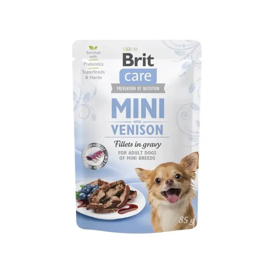 Brit Care Sos İçinde Fileto Et Parçalı Geyikli Mini Irk Yetişkin Köpek Konservesi 85 gr