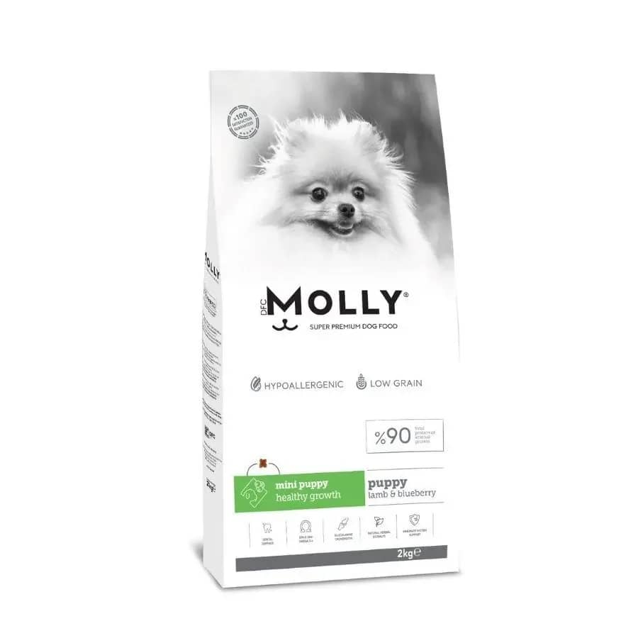 Molly Düşük Tahıllı Hypoallergenic Kuzulu ve Yaban Mersinli Küçük Irk Yavru Köpek Maması