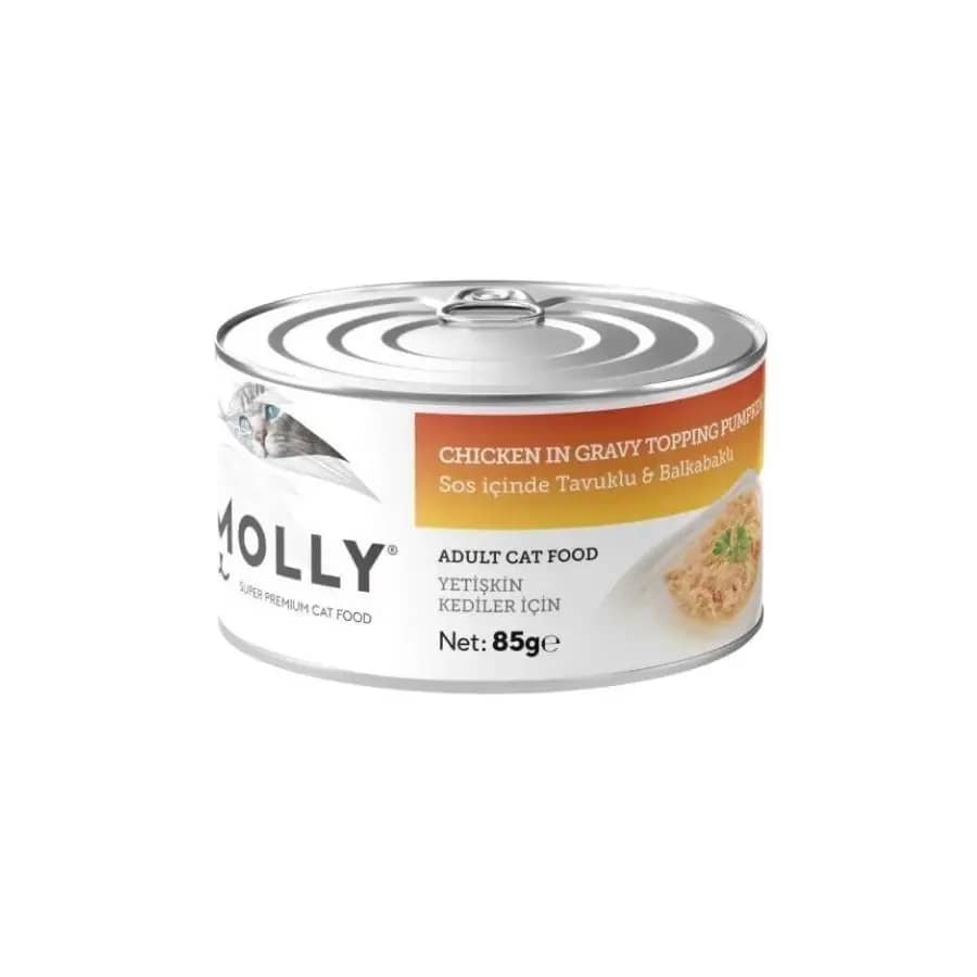 Molly Sos İçinde Tavuklu ve Balkabaklı Tahılsız Yetişkin Kedi Konservesi