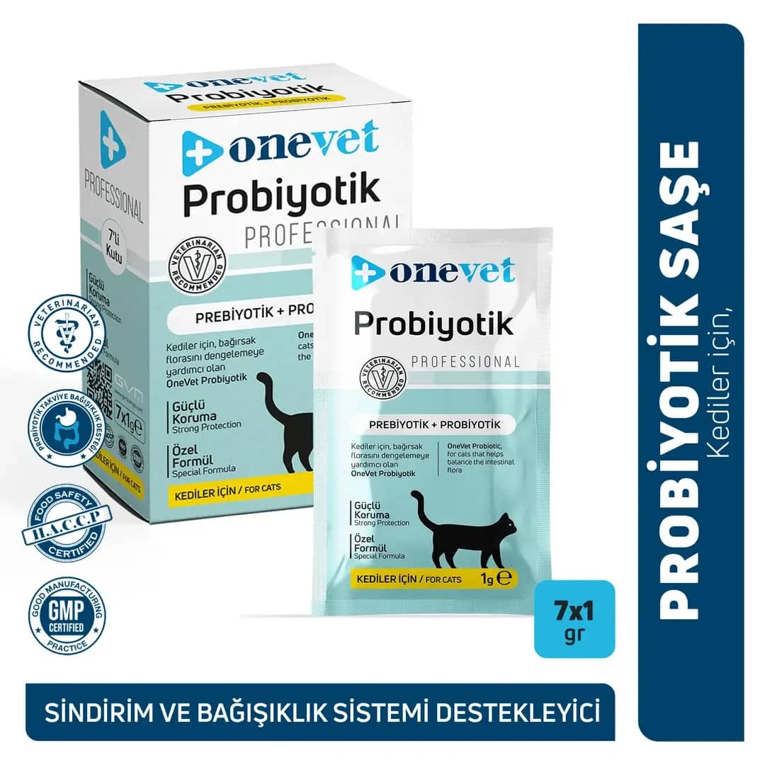 OneVet Probiyotik Kediler için Sindirim ve Bağışıklık Güçlendirici Saşe