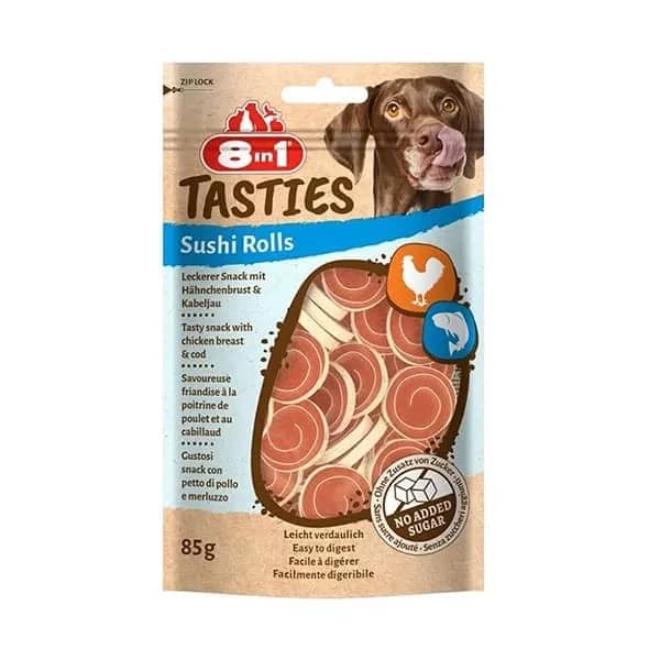8in1 Tasties Sushi Rolls Tavuklu ve Balıklı Sushi Köpek Ödül Maması