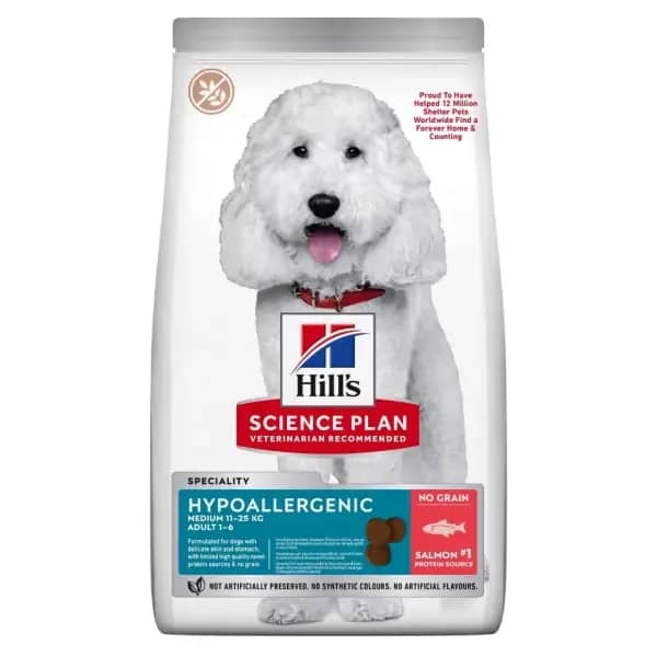 Hill's Science Plan Hypoallergenic Somonlu Orta Irk Yetişkin Tahılsız Köpek Maması