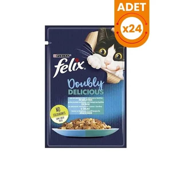 Felix Taze Somon ve Sardalya Jöleli Pouch Yetişkin Yaş Kedi Maması