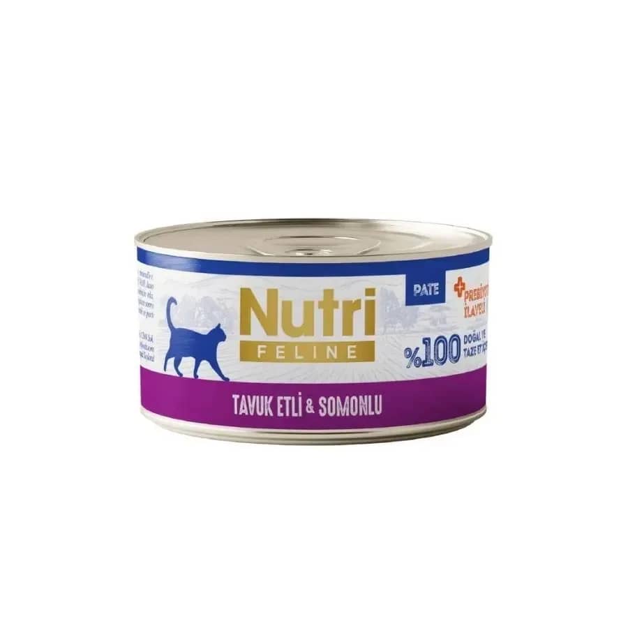 Nutri Feline Tavuk Etli ve Somonlu Tahılsız Yetişkin Kedi Konservesi