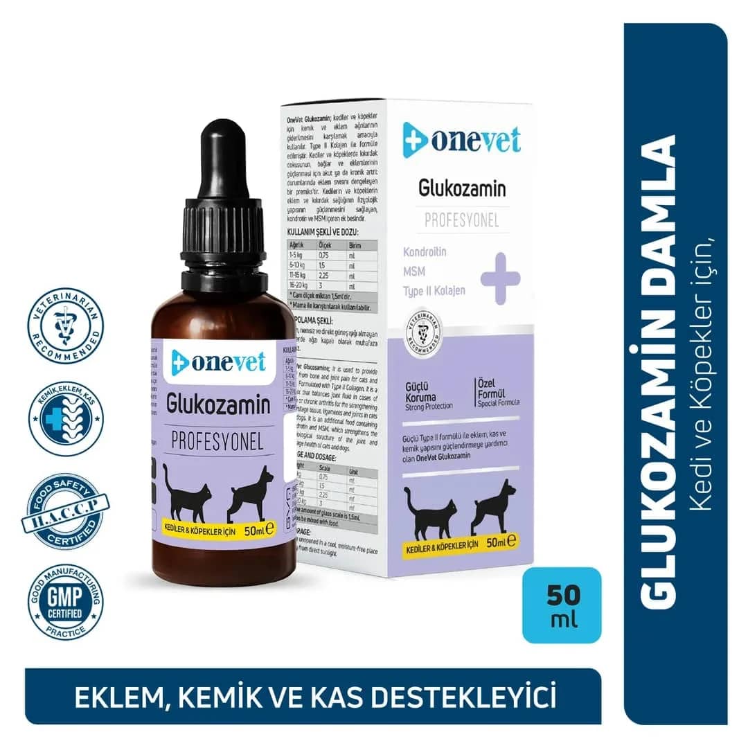 OneVet Glukozamin Kedi ve Köpekler için Eklem, Kas ve Kıkırdak Sağlığı Destekleyici Damla