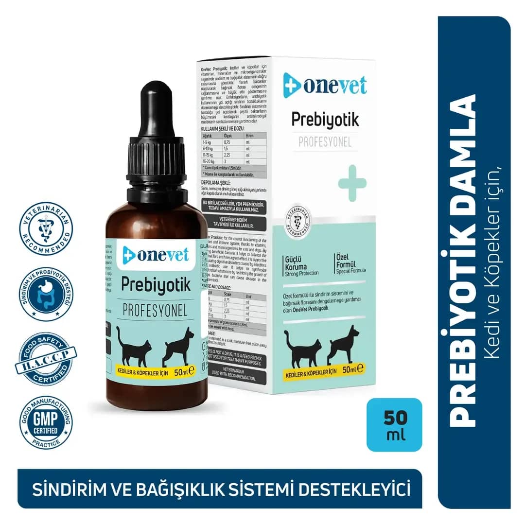 OneVet Prebiotik Kedi ve Köpekler için Sindirim Sistemi Destekleyici Damla