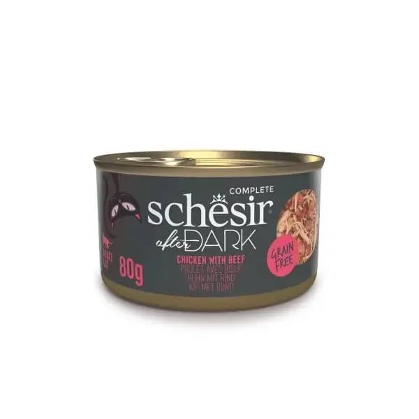 Schesir After Dark Et Suyu içinde Tavuklu ve Sığır Etli Yetişkin Kedi Konservesi