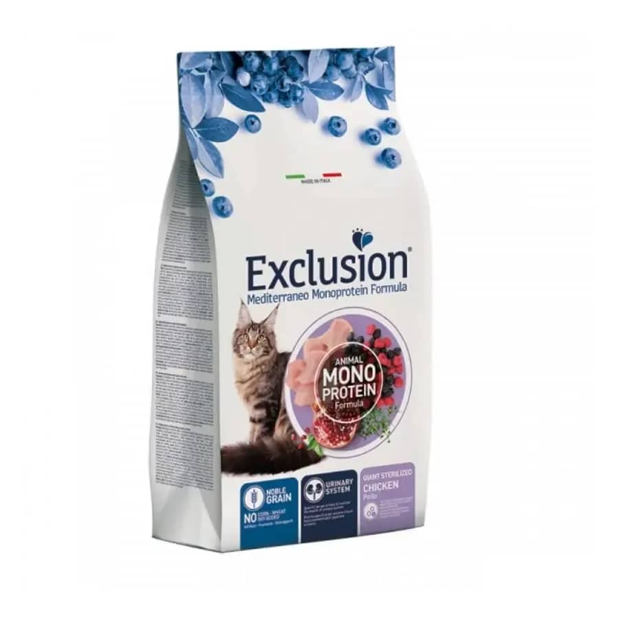 Exclusion Monoprotein Tavuklu ve Narlı Düşük Tahıllı İri Irk Kısırlaştırılmış Kedi Maması