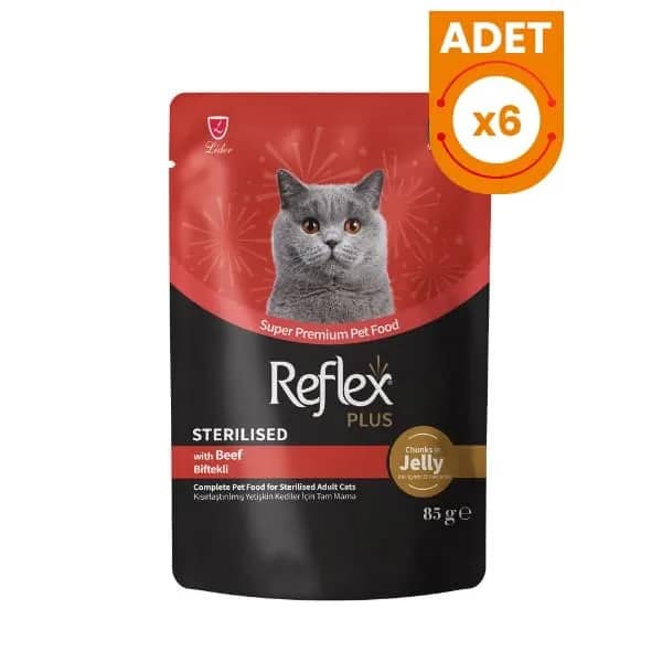 Reflex Plus Jöle İçinde Biftekli Pouch Kısırlaştırılmış Konserve Kedi Maması