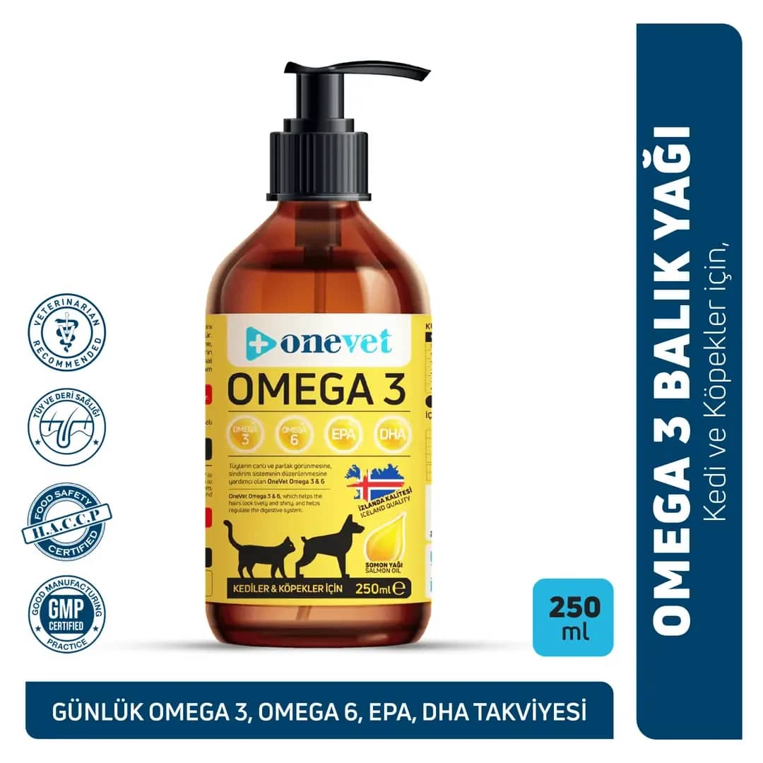 OneVet Omega 3 Kedi ve Köpekler için Deri ve Tüy Sağlığı Destekleyici Balık Yağı