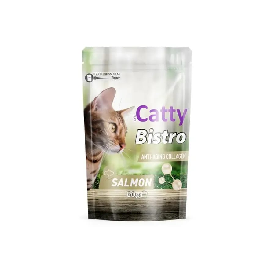 Catty Bistro Yaşlanma Karşıtı Kolajen Somonlu Kedi Ödül Maması 60 gr