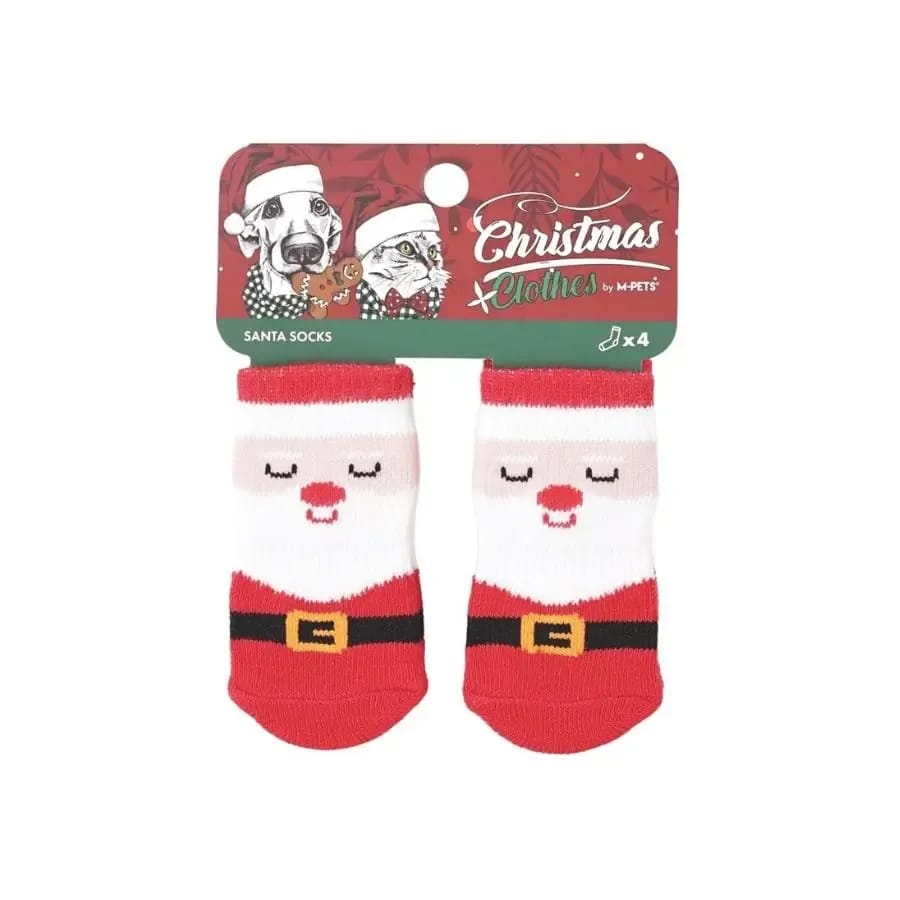 M-PETS Chrıstmas Santa Kaymaz Tabanlı Çorap 4lü