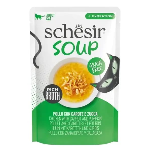 Schesir Soup Tavuklu ve Bal Kabaklı Pouch Yetişkin Kedi Çorbası