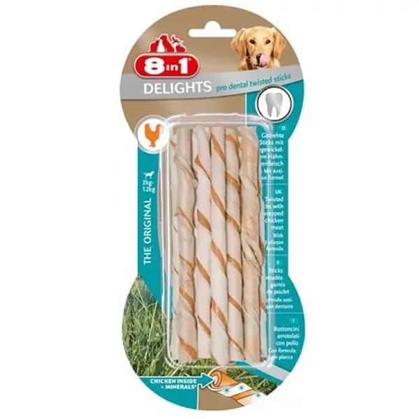 8in1 Delights Dental Twisted Sticks Köpek Çubuk Ödülü