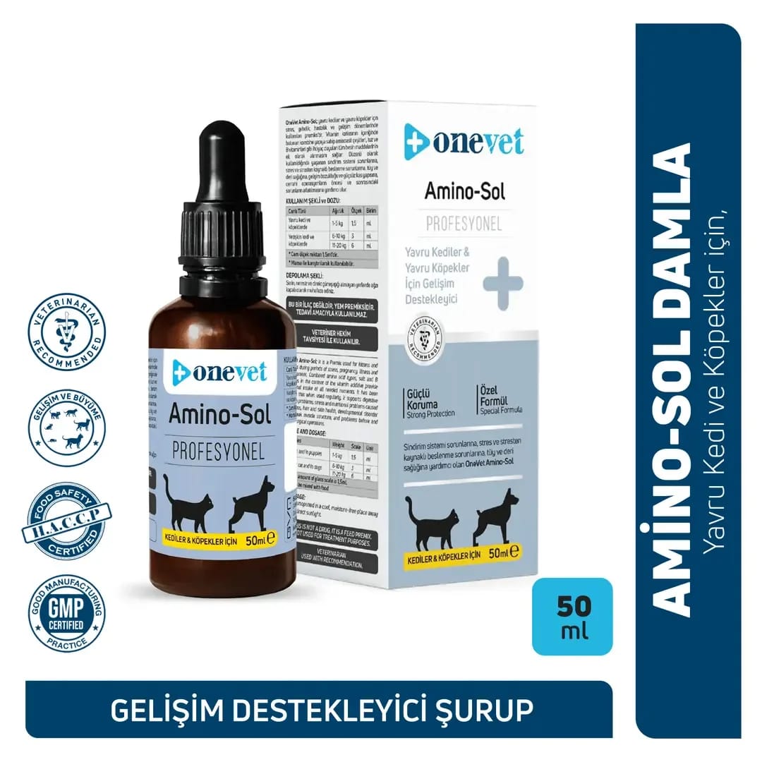 OneVet Amino-Sol Yavru Kedi ve Köpekler için Gelişim Destekleyici Damla