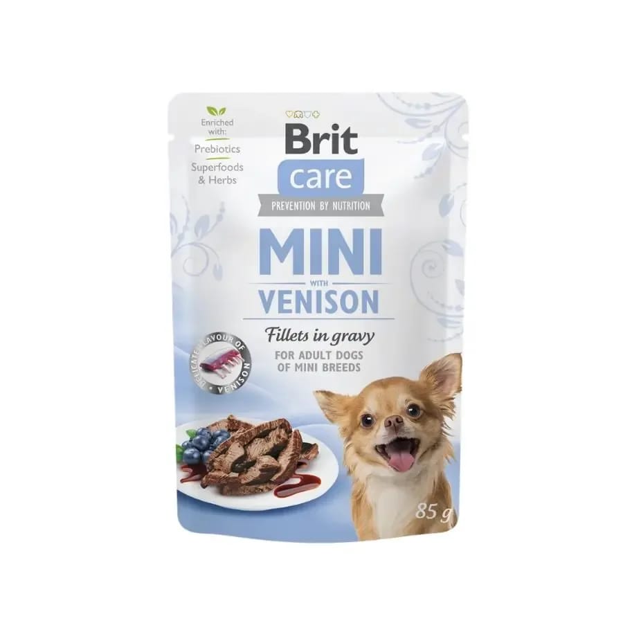 Brit Care Sos İçinde Fileto Et Parçalı Geyikli Mini Irk Yetişkin Köpek Konservesi 85 gr